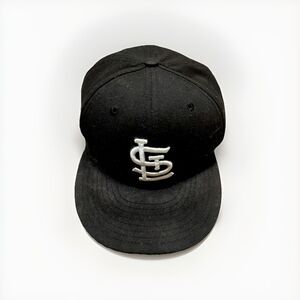 St Louis Cardinals 7 3/8 Hat New Era Fitted 59Fifty Black Baseball Cap MLB Wool